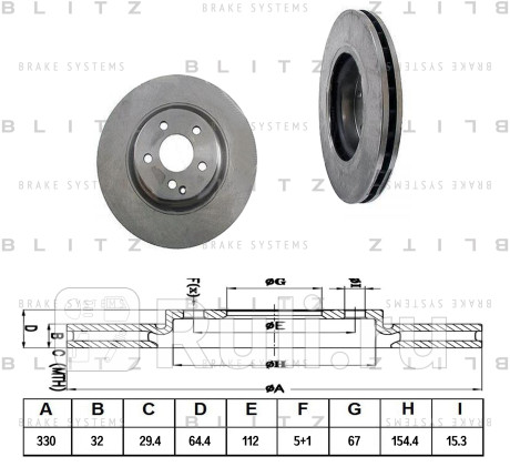Диск тормозной передний вентилируемый mercedes w211 s211 02- BLITZ BS0248  для Разные, BLITZ, BS0248